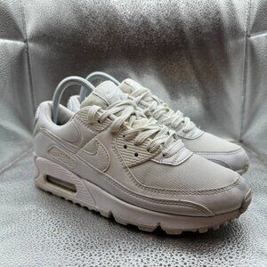 Size 7.5 Nike Air Max 90 Low Triple White Womens Lace Up Sneakers DH8010-100
